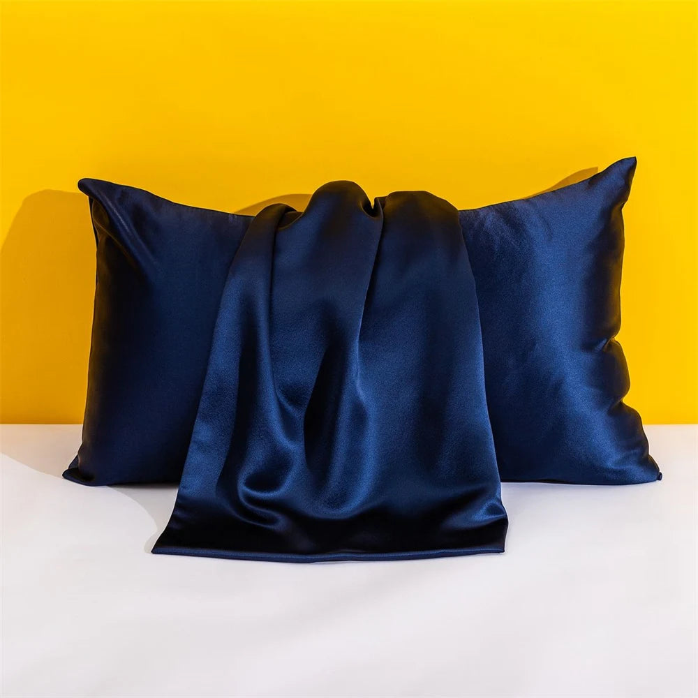 Solid Silk Pillowcases Decorative Luxury Cushion Cover Envelope Style Hair Skin Protect